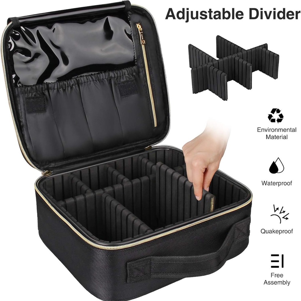Black Relavel Professional Cosmetic Makeup Case Bag Organizer